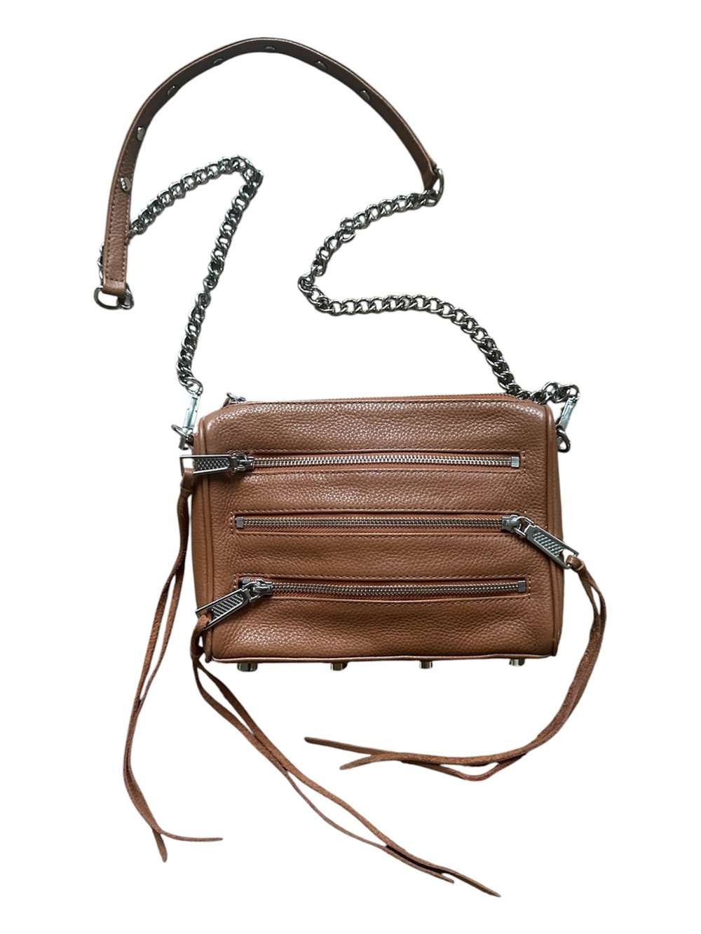 REBECCA MINKOFF Zipper Crossbody Tan Leather Bag